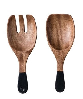 Hand Carved Wood Salad Servers