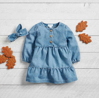 Mudpie Girl's Tiered Denim Dress