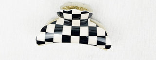 Love and Repeat Checkered Hair Clip Black and Cream