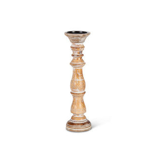 White Wash Mango Wood Pillar Candle Holder