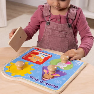 Melissa & Doug Ms. Rachel Peek-a-Boo puzzle with jumbo pegs and mirror