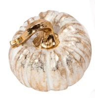 Medium White & Gold Resin Pumpkin
