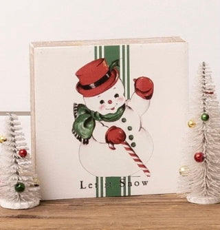 Snowman Vintage Christmas Icon Block Sitter