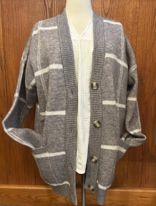 Sew in Love Striped Cardigan Gray