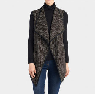 Coco + Carmen Savona Herringbone Vest - Black|Taupe 1937024