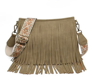 Jen & Co Sadie Fringe Crossbody Olive M2045