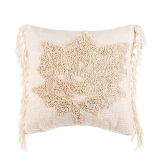 Woven Tufted Maple Leaf Pillow