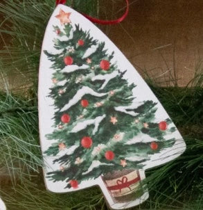 Tree Vintage Print Christmas Ornament