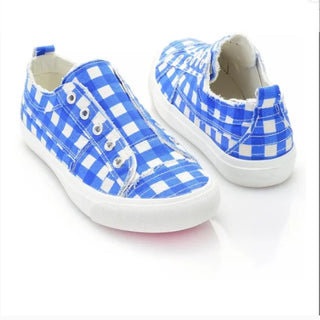 Corkys Babalu Slip On Sneakers Blue Gingham