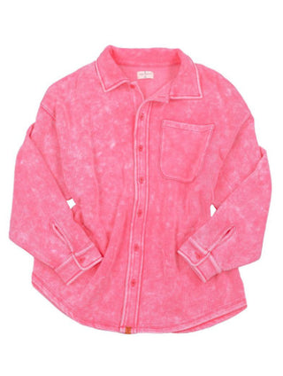 Simply Southern Shacket Acid Wash Pink