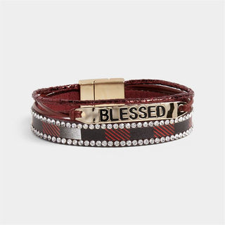 Coco + Carmen Blessed Layered Magnetic Bracelet Red & Black