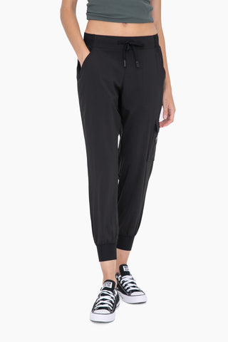 Mono B High Waisted Capri Active Joggers with Pockets Black