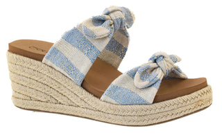 Corkys Tie The Knot Wedge Blue Natural Stripe
