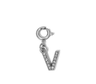 My Fun Colors Rhinestone Initial Silver V