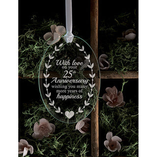 25th Anniversary Glass Oval Ornament