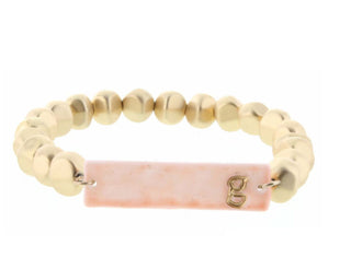 Jane Marie Gold Beaded Ceramic Initial Bracelet "G"