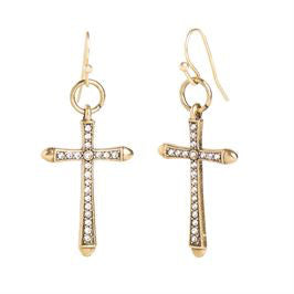 Whispers Dangle Cross Earrings w/Stones WN004089