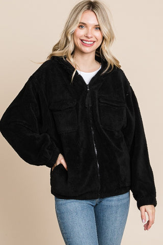 Culture Code Long Sleeve Sherpa Hoodie Black
