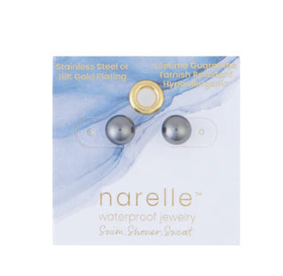 Howard's Narelle Waterproof Pearl Stud Earrings Jet Black
