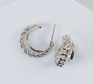 Howard’s Double Pave Style Hoop Earrings Silver