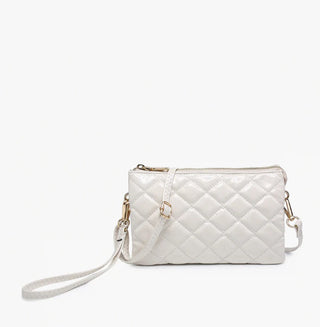 Jen & Co Riley High Gloss Quilted Crossbody Off White M013HG