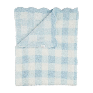 Mudpie Chenille Gingham Blanket Blue