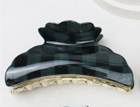 Love and Repeat Checkered Hair Clip Black and Grey Woven