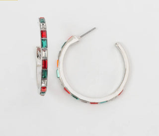 Howard’s Silver Holiday Baguette Hoop Earrings