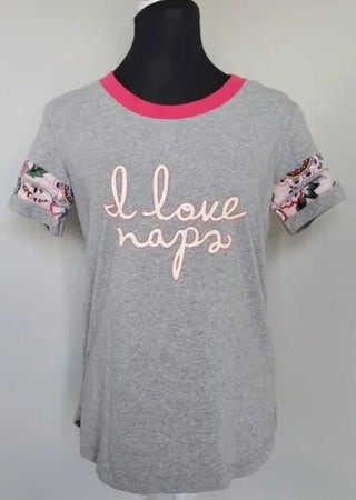 Vera Bradley Pajama Baseball Tee Stitched Flowers
