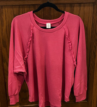 Sew In Love Ruffle Detail Long Sleeve Top Fuchsia