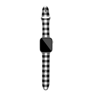 Silicone Apple Watch Band  White/Black Plaid 42/44/45mm