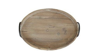 Wood Tray w/Metal Handle