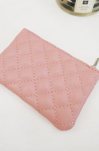 Love and Repeat Rhombus Pattern Zipper Coin Purse Pink