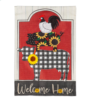 Farm Friends Burlap Garden Flag