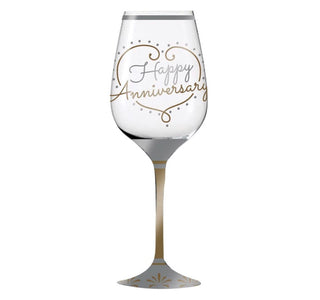 Happy Anniversary Hand Painted Wine Glass