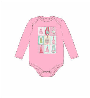 Jane Marie Kids Pastel Christmas Tree Long Sleeve Onesie