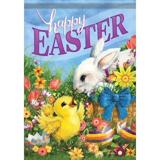 Easter Friends Shimmer Garden Flag