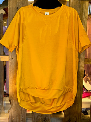 Sew in Love V Neck Short Sleeve Top  Mustard