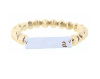 Jane Marie Gold Beaded Ceramic Initial Bracelet "A"