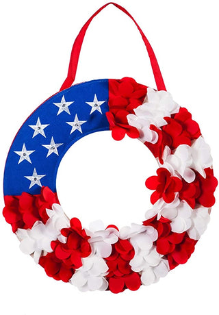 Patriotic Lit Wreath Door Decor