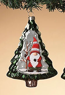 Glass Tree w/Gnome Ornament Style 1