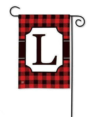 Red & Black Check Monogram Garden Flag