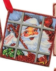 Retro Santa Ornament Window