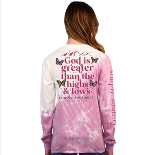 Simply Southern Long Sleeve T Shirt God is Greater Aspen Medium