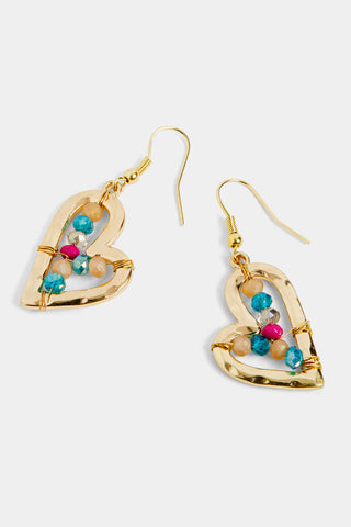 Whispers Facet Bead Filled Heart Earrings WN004782