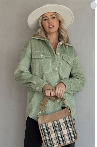 Jen & Co Lyric Textured Jacket Sage