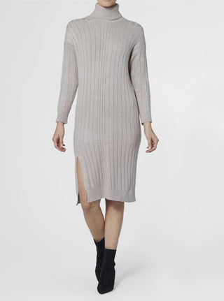 Coco + Carmen Ryan Mock Neck Sweater Dress w/Tie Oatmeal