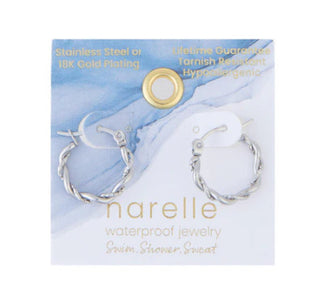 Howard's Narelle Waterproof Twisted Hoop Earrings Silver