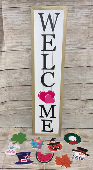 Wood Porch Sign w/Seasonal Magnets