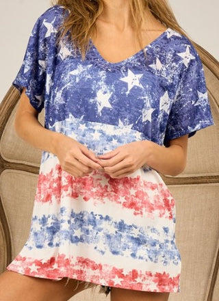 Bibi American Flag Colorblock with Side Slits